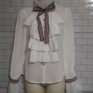 Ruffle sleeve blouse sz small equestrian